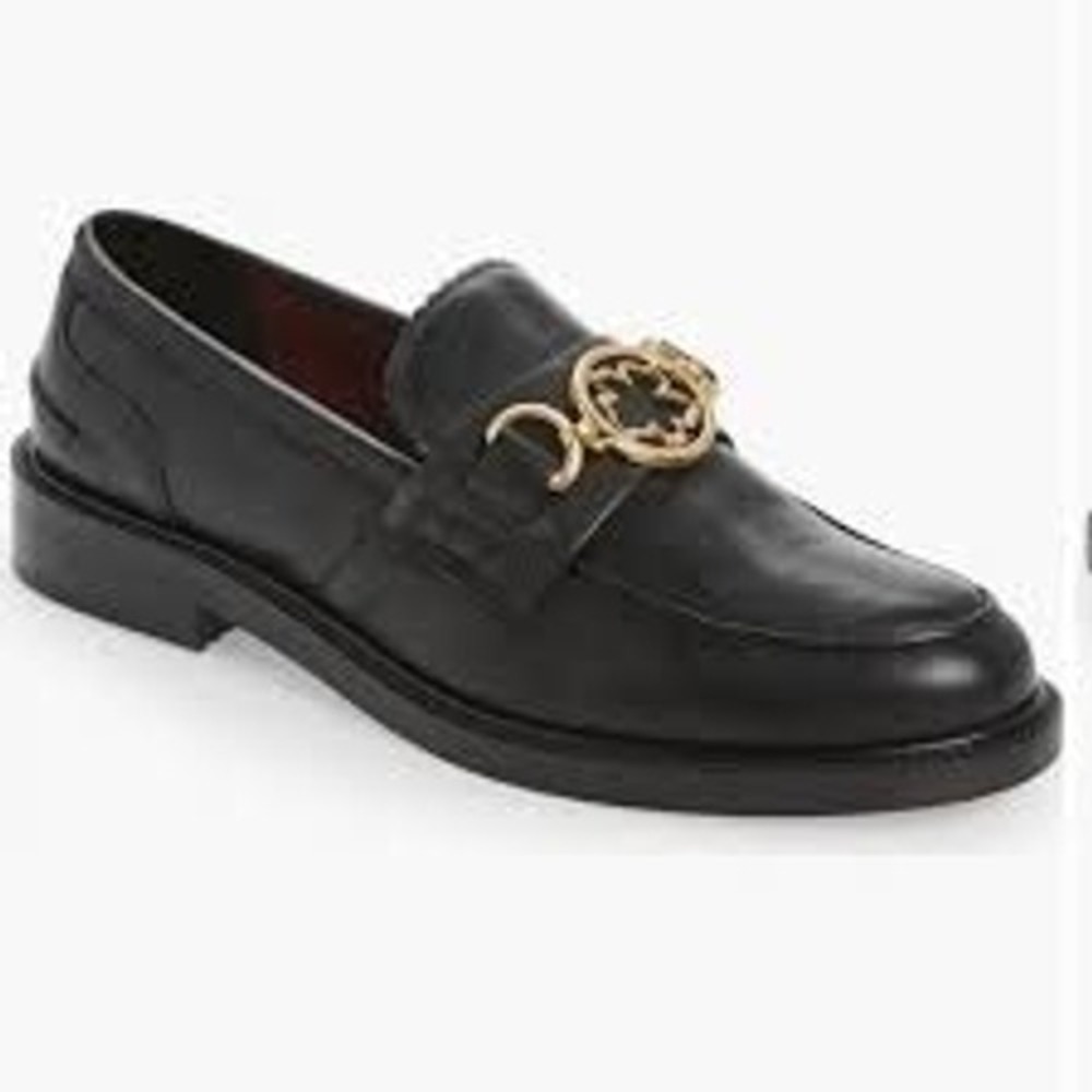 Ted Baker 39 US 8 Drayan Loafer Magnolia Accent Black Leather Gold Bit Shoes